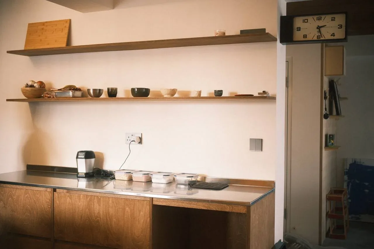 SNUG fitted pantry cabinets, countertop and floating shelves