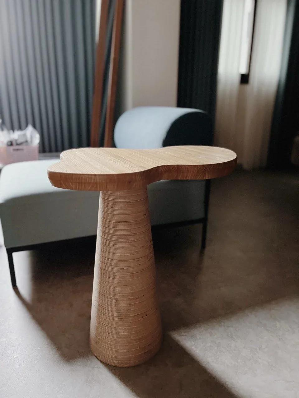 Repurposed oak side table by SNUG